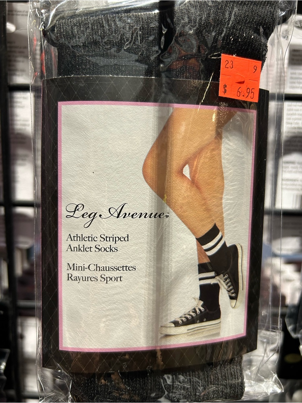 Leg Avenue Black Athletic Ankle Socks with White Stripes